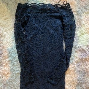 🌺H&M Navy Blue Off Shoulder Lace Dress